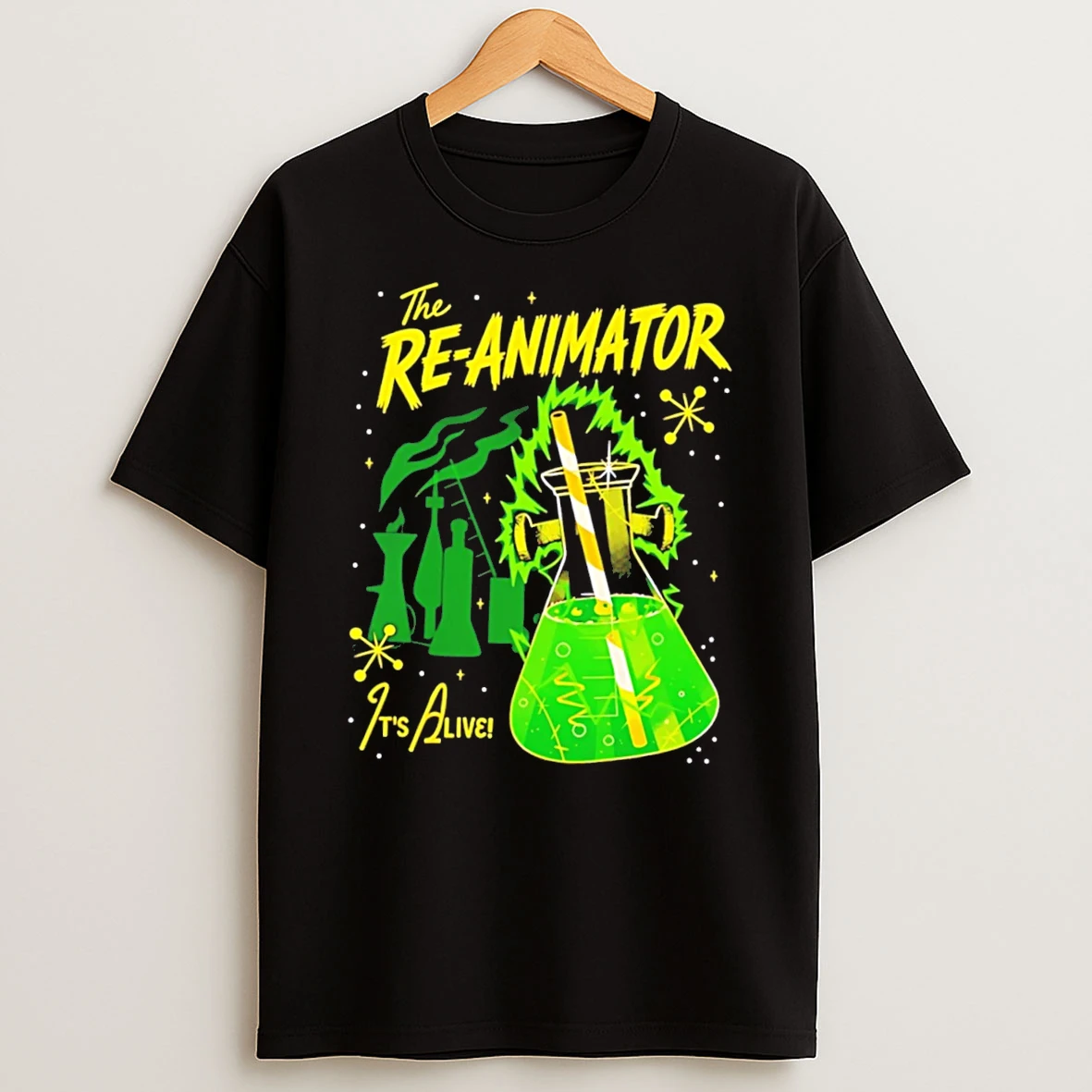 Officials Reanimator The Reanimator It Is Alive Flask Laboratory Horror Film Tee Premium T Shirt Sweatshirt Hoodie