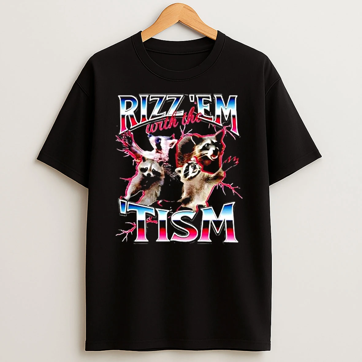 Officials Rizz Em With The Tism Raccoon Meme Funny Animal Premium T Shirt Sweatshirt Hoodie