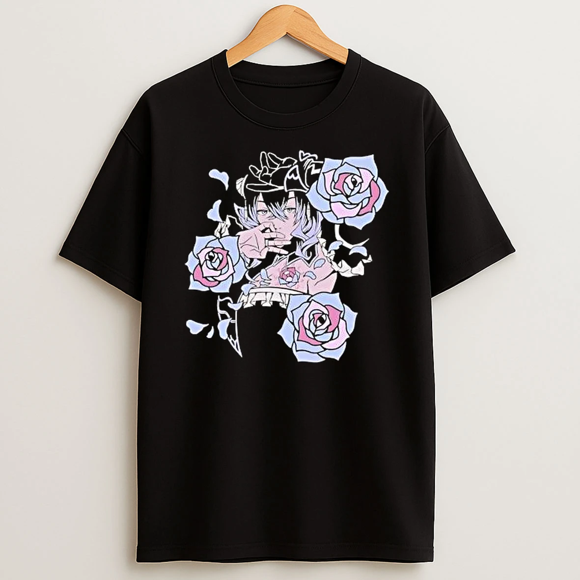 Officials Rose Tattoo Style Anime Girl Floral Art Aesthetic Pastel Goth Premium T Shirt Sweatshirt Hoodie