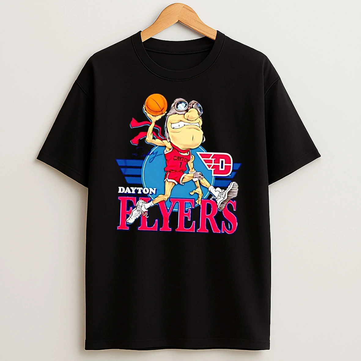 Officials Rudy Mascot Dunking Basketball Dayton Flyers Black Premium T Shirt Sweatshirt Hoodie