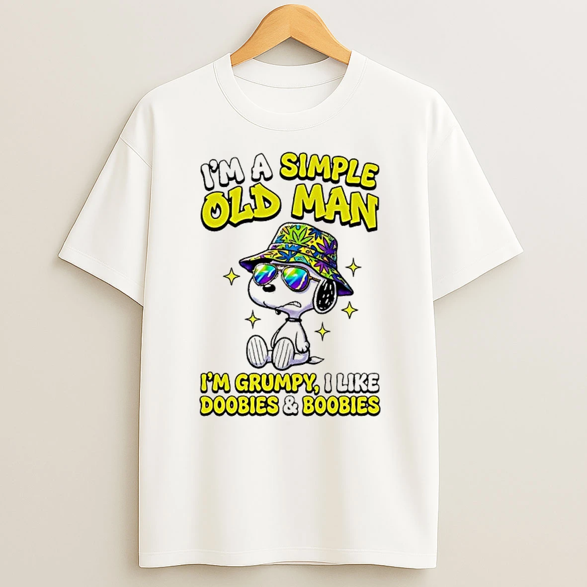 Officials Snoopy Wearing Marijuana Print Bucket Hat Grumpy Simple Old Man Like Doobies Boobies Premium T Shirt Sweatshirt Hoodie