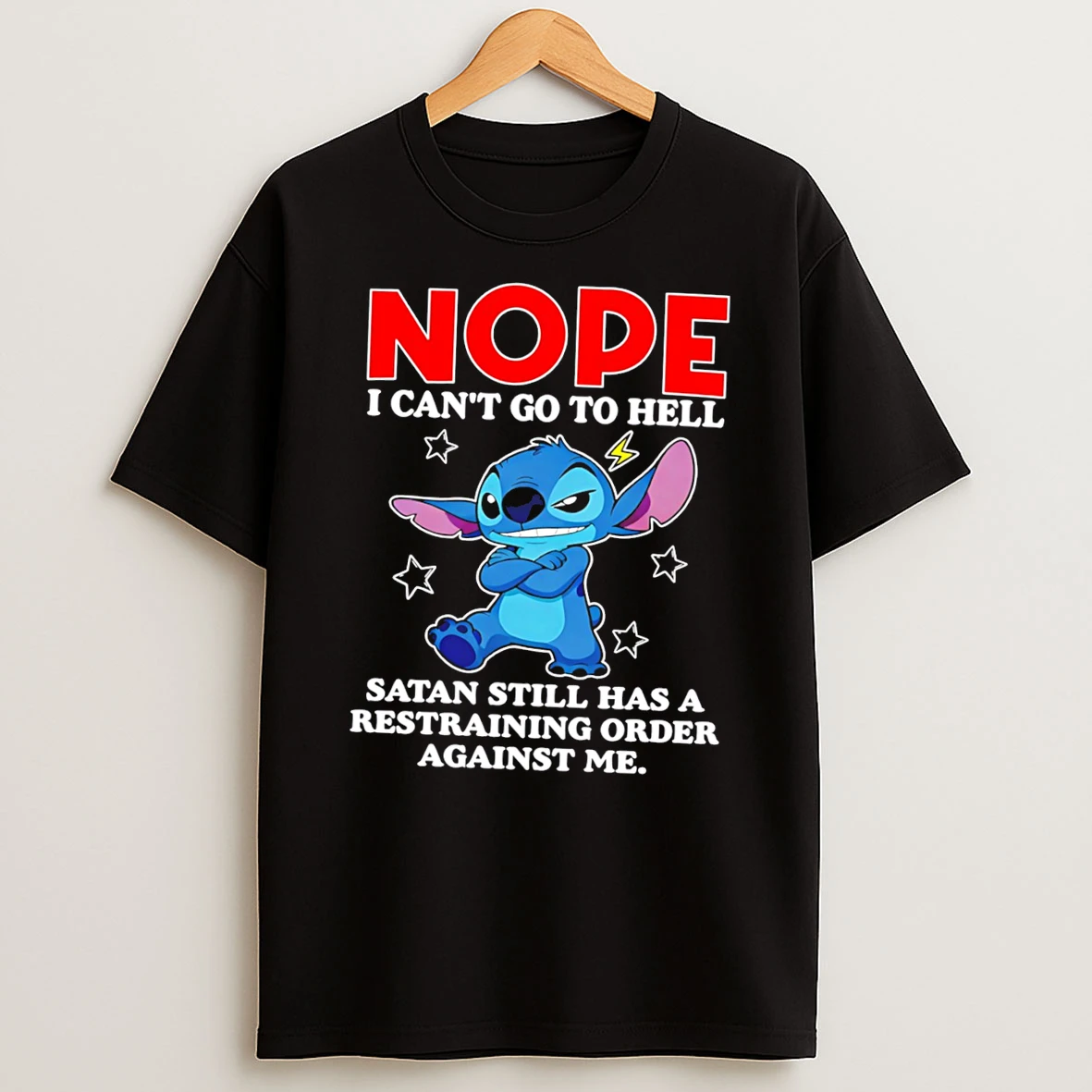 Officials Stitch Nope I Cant Go To Hell Satan Still Has A Restraining Order Against Me Tee Premium T Shirt Sweatshirt Hoodie