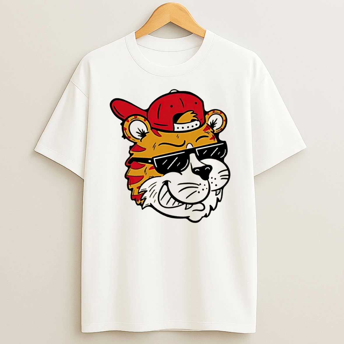 Officials Tiger Golf Mascot Wearing Red Cap And Sunglasses Tee Premium T Shirt Sweatshirt Hoodie