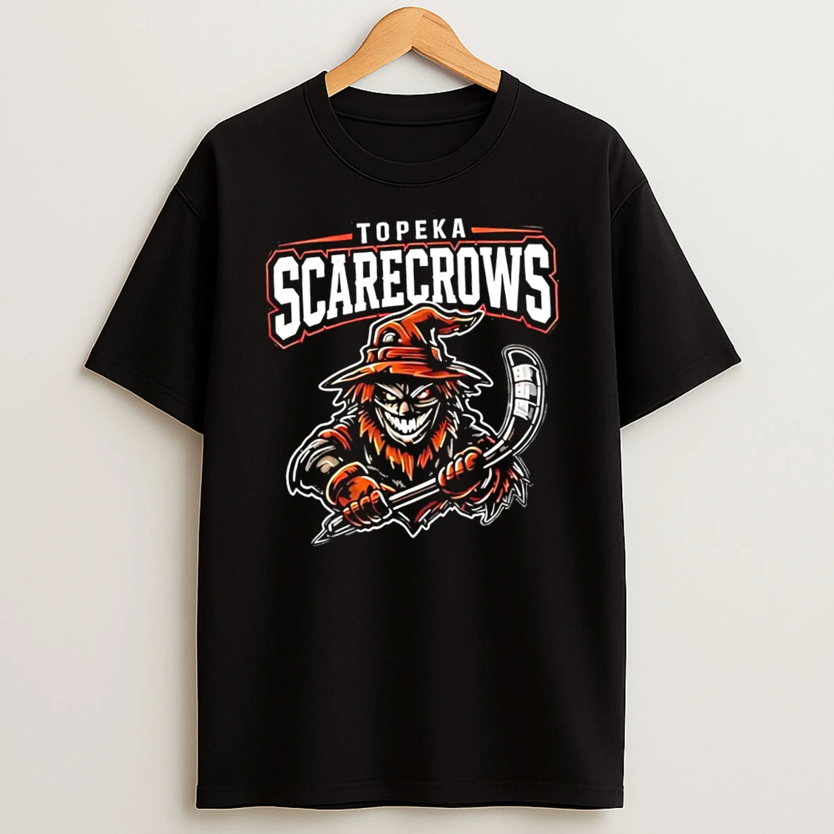 Officials Topeka Scarecrows Sporty Scarecrow Holding Ice Hockey Stick Black Premium T Shirt Sweatshirt Hoodie
