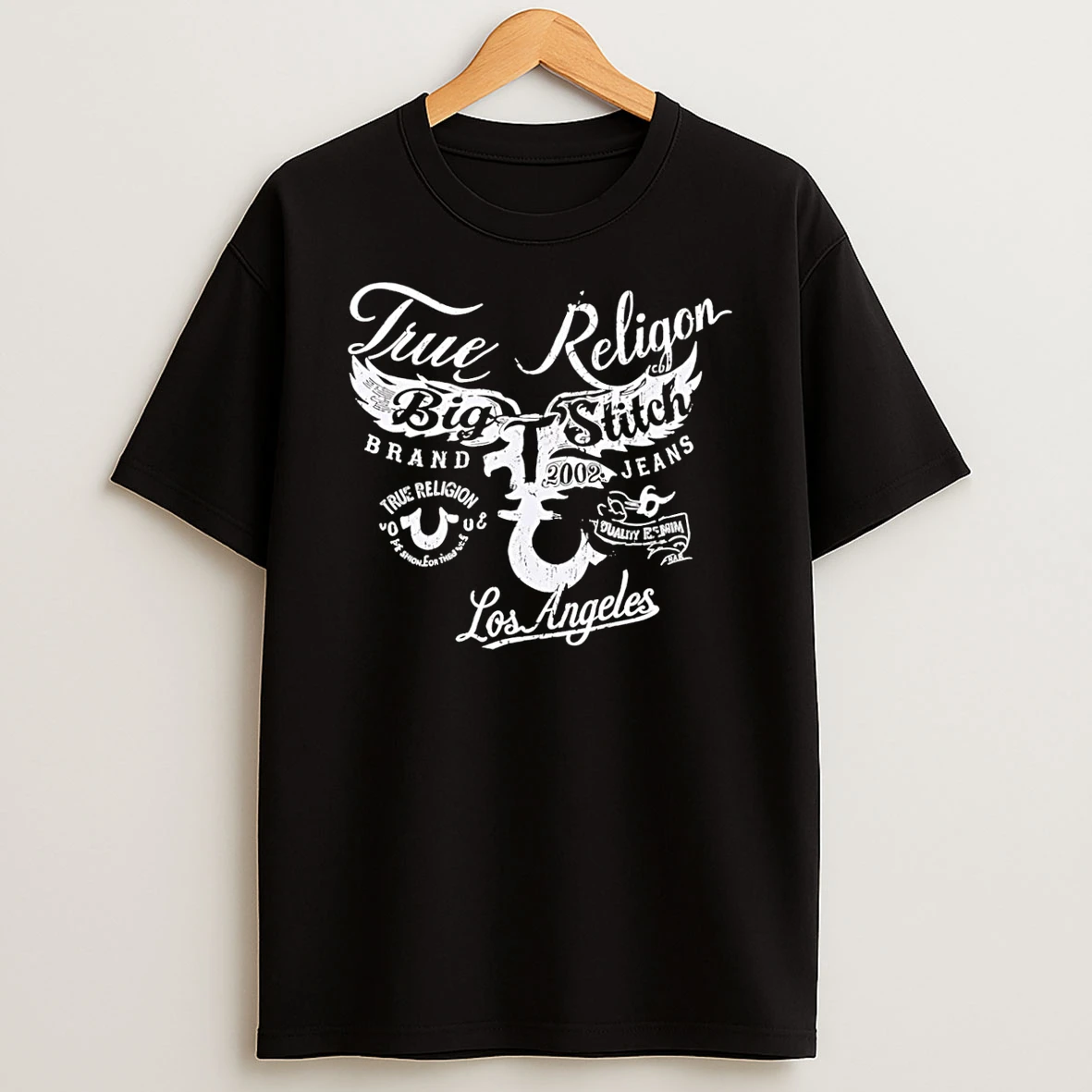Officials True Religion Big T Stitch 2002 Jeans Fashion For The Senses Los Angeles Black Premium T Shirt Sweatshirt Hoodie