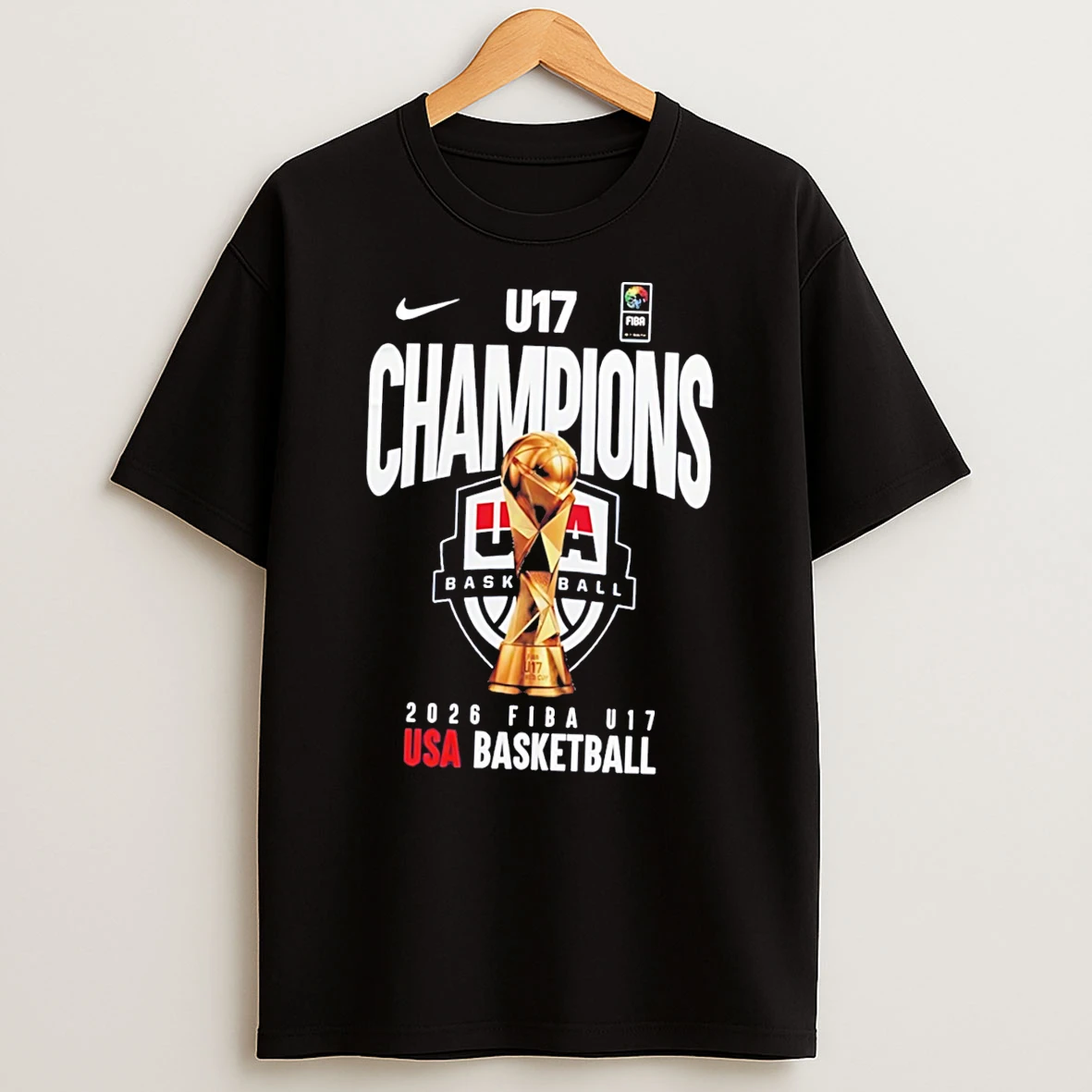 Officials Usa Basketball U17 2026 World Champions Trophy Tee Premium T Shirt Sweatshirt Hoodie