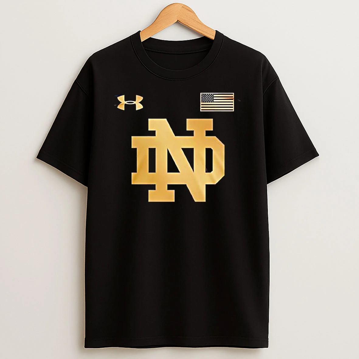 Officials Under Armour American Flag Nd Logo Notre Dame Premium T Shirt Sweatshirt Hoodie