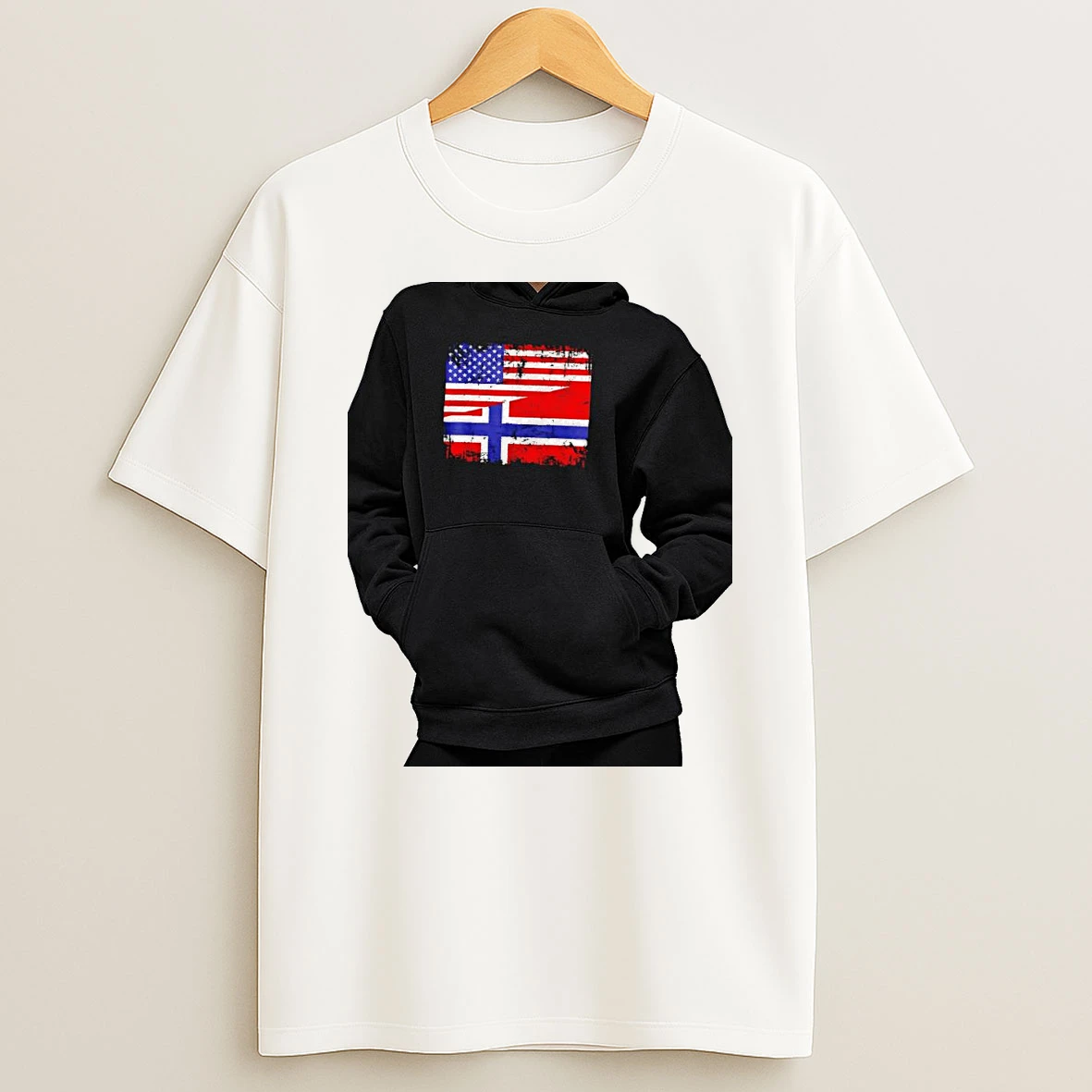 Officials United States And Norway Flags Combined American And Norwegian Heritage Premium T Shirt Sweatshirt Hoodie