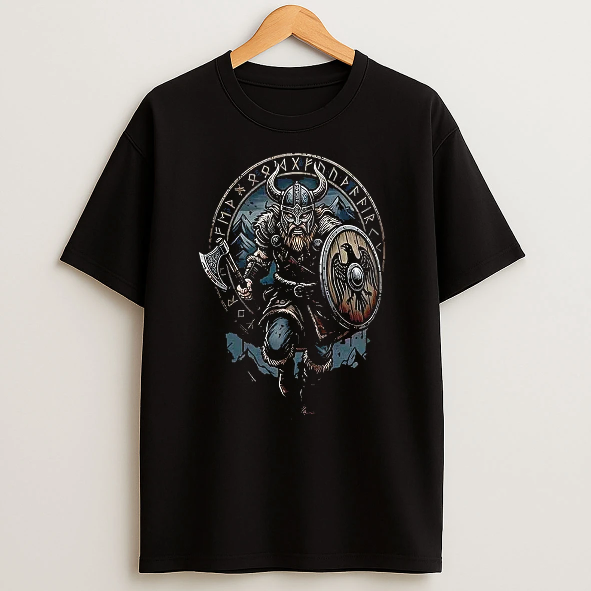 Officials Vikings Runs In My Blood Mascot Black Mens Premium T Shirt Sweatshirt Hoodie