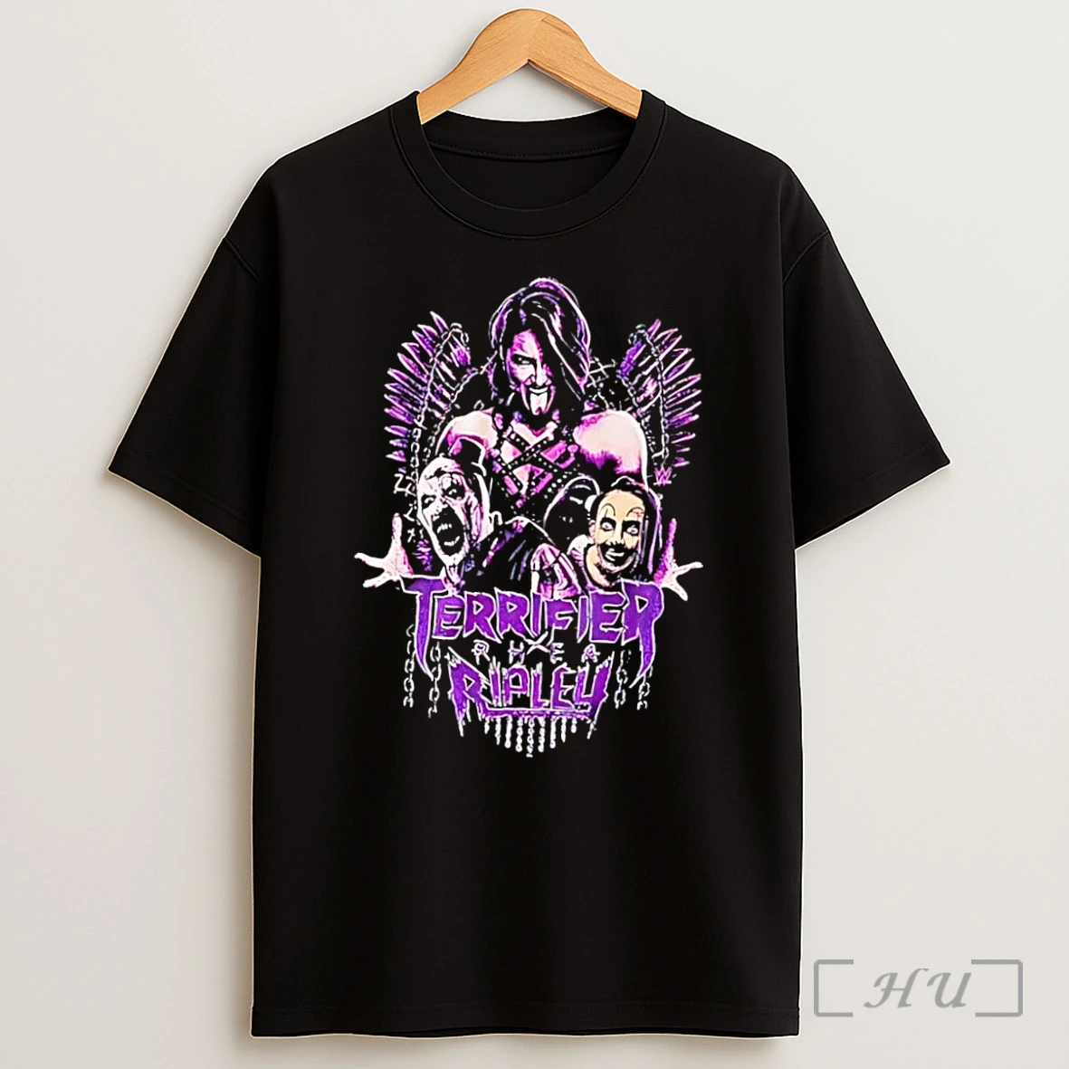 Officials Wwe Art Series Terrifier And Rhea Ripley Black Black Shirt