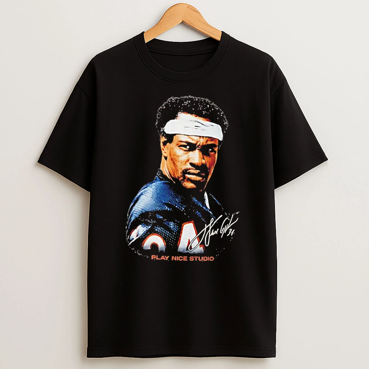 Officials Walter Payton Chicago Bears No 34 Legend Portrait Signature Tee Premium T Shirt Sweatshirt Hoodie