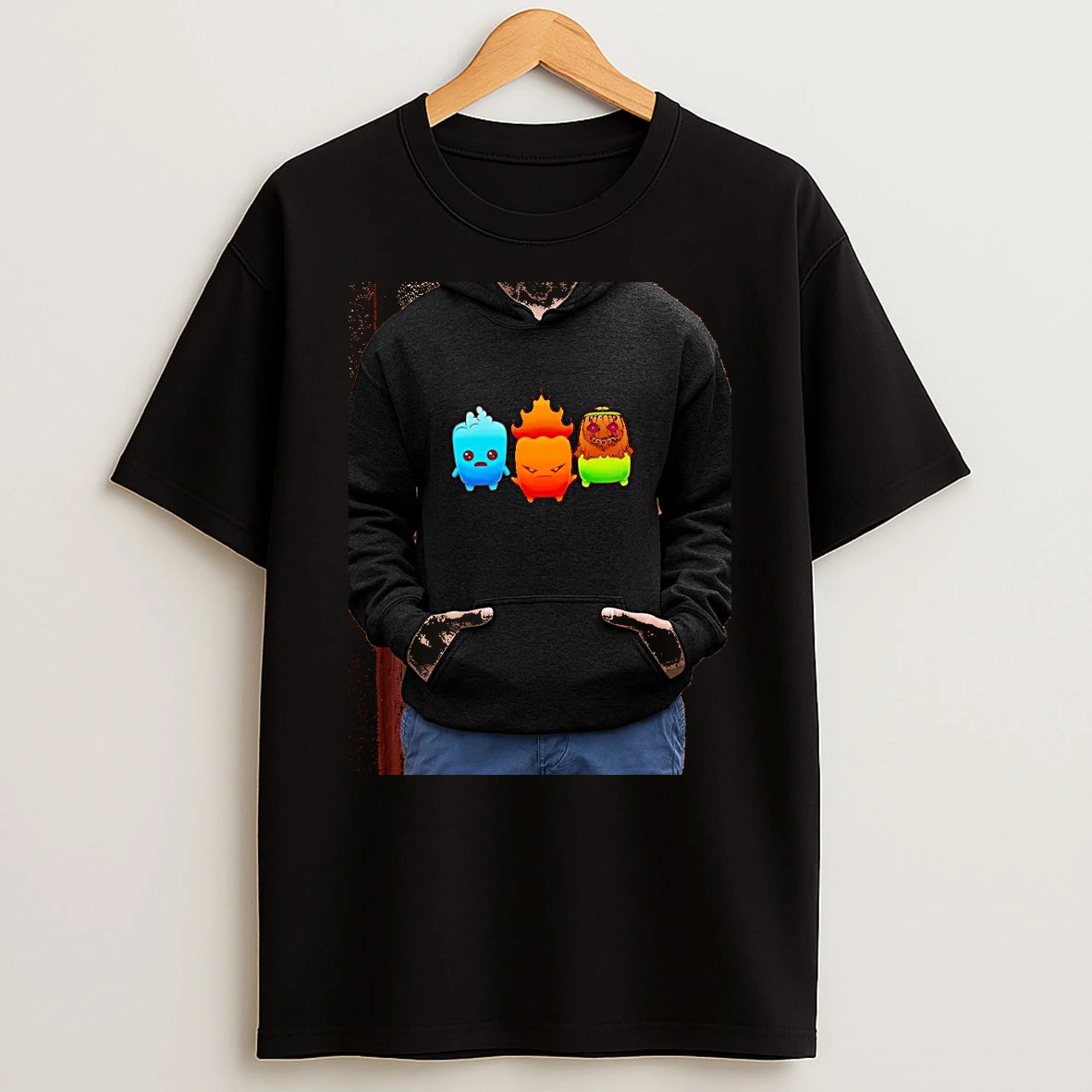 Officials Water Fire And Earth Elemental Creatures Fireboy And Watergirl Premium T Shirt Sweatshirt Hoodie