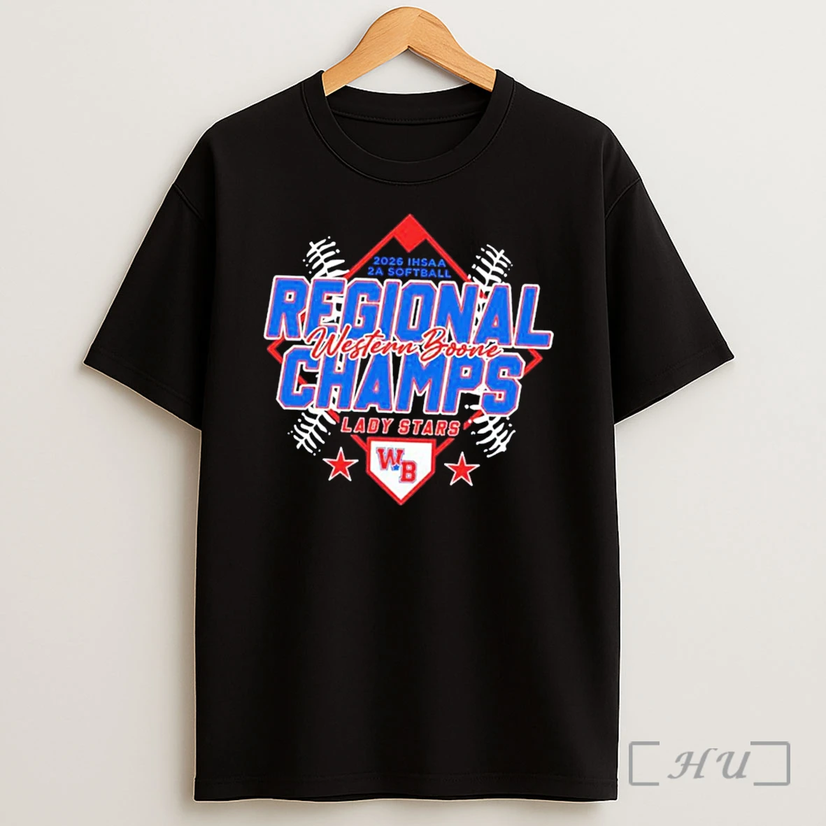 Officials Western Boone Lady Stars 2026 Ihsaa 2a Softball Regional Champs Tee Shirt