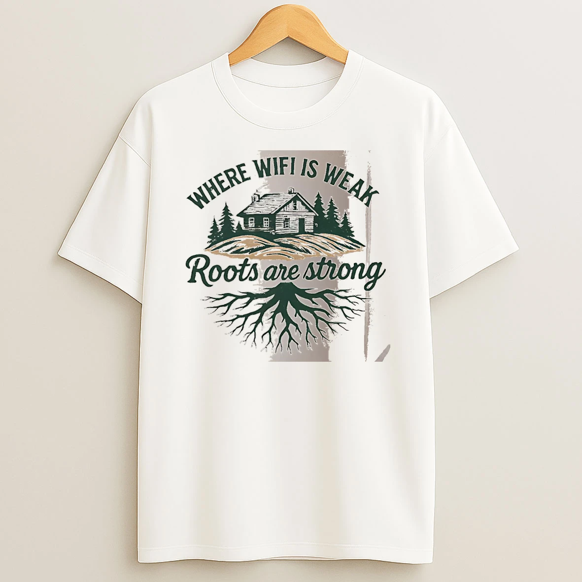 Officials Where Wifi Is Weak Roots Are Strong Cabin Nature White Premium T Shirt Sweatshirt Hoodie