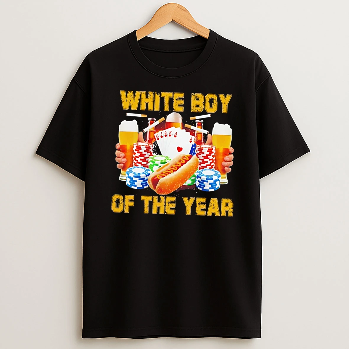 Officials White Boy Of The Year Poker Beer And Hot Dog Tee Premium T Shirt Sweatshirt Hoodie