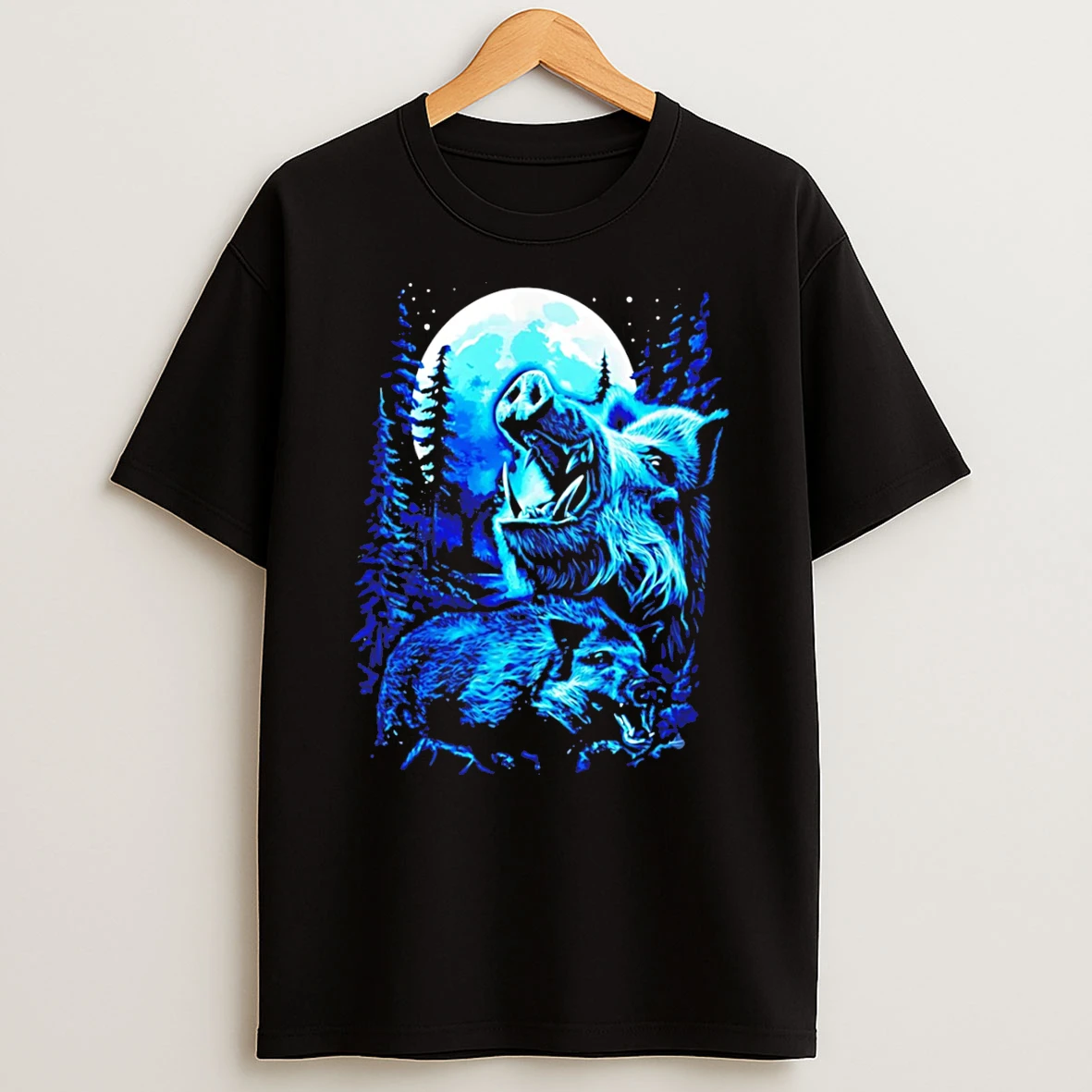 Officials Wild Boar Howling At The Moon Vintage Tee Premium T Shirt Sweatshirt Hoodie