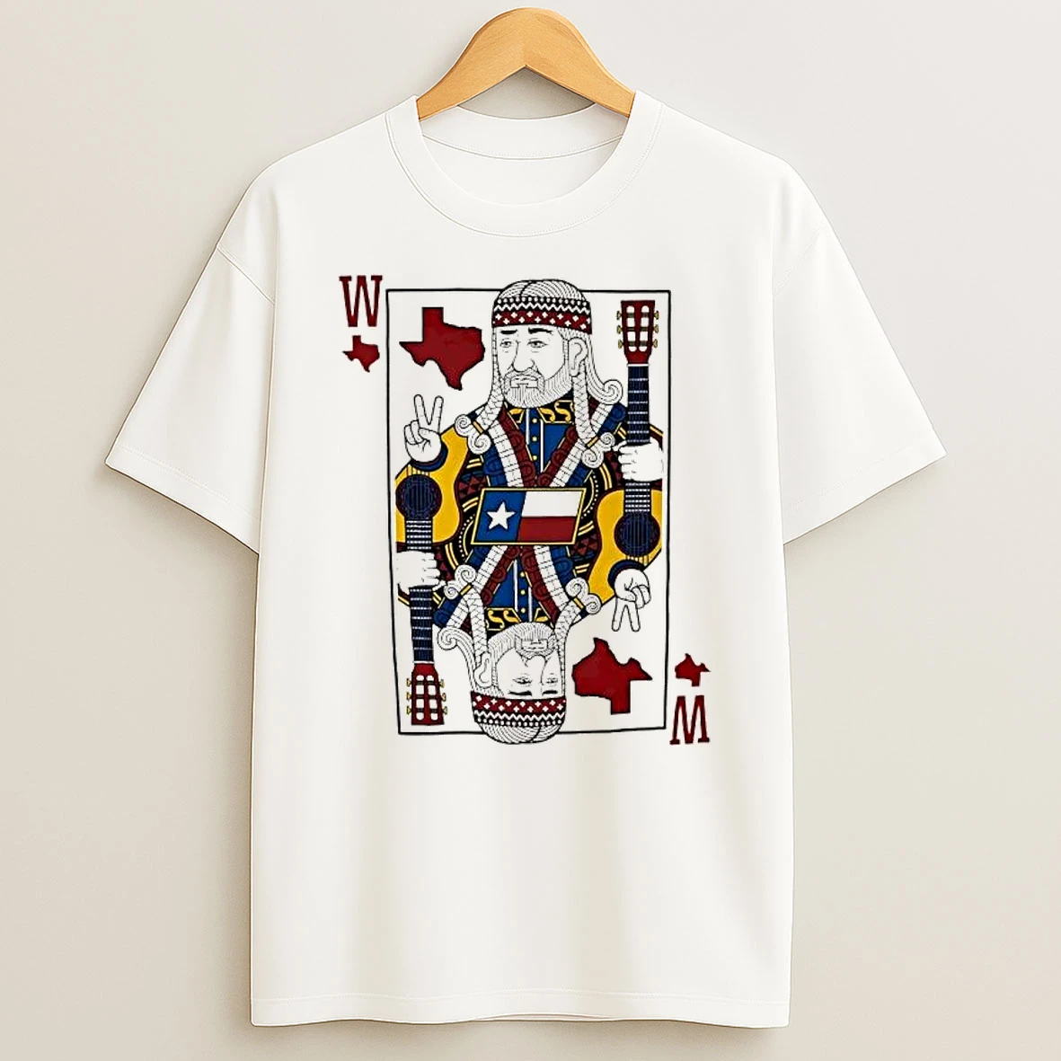Officials Willie Nelson Playing Guitar And Giving Peace Signs Texas Playing Card Premium T Shirt Sweatshirt Hoodie