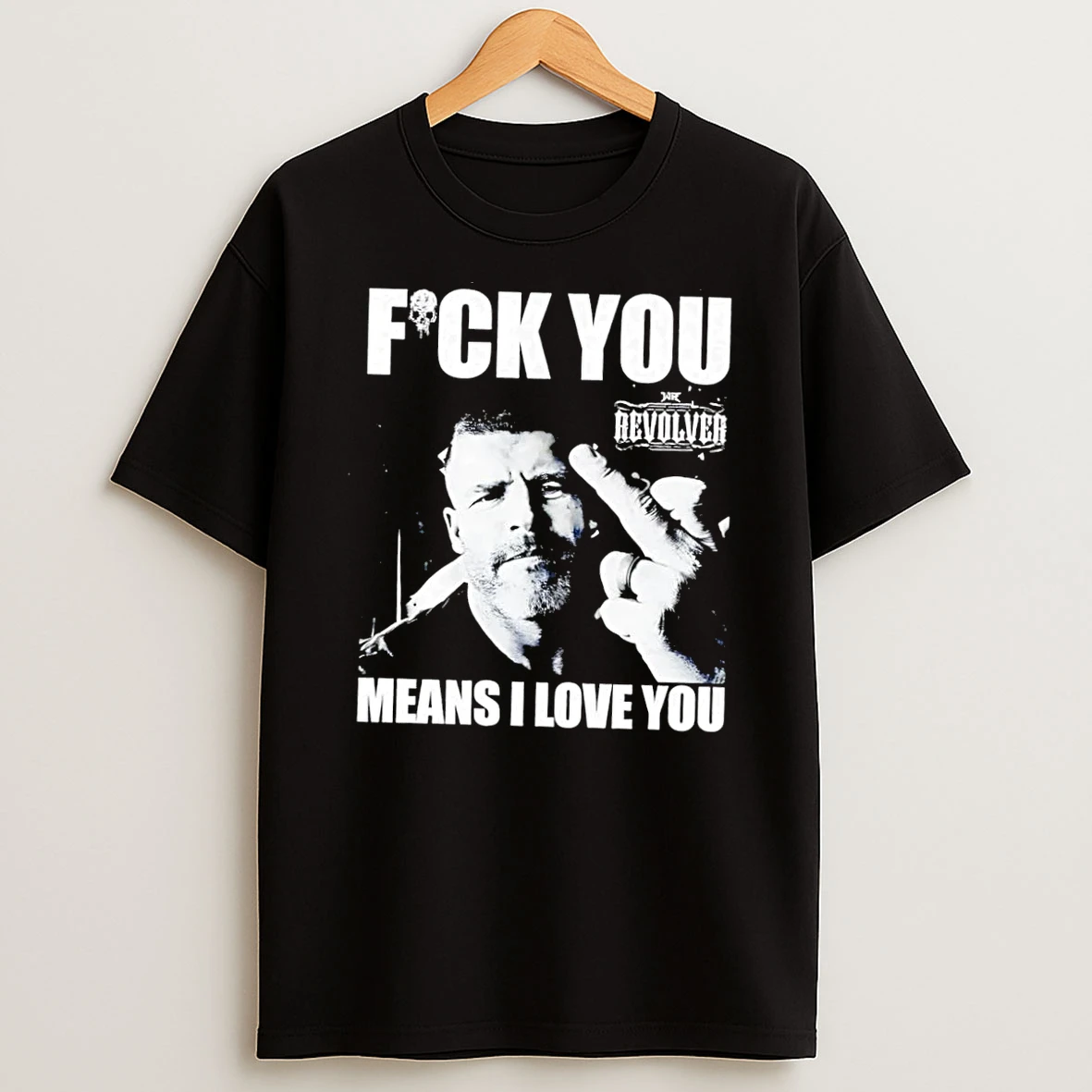 Officials Wr Revolver Man Giving Middle Finger Fck You Means I Love You Black Premium T Shirt Sweatshirt Hoodie