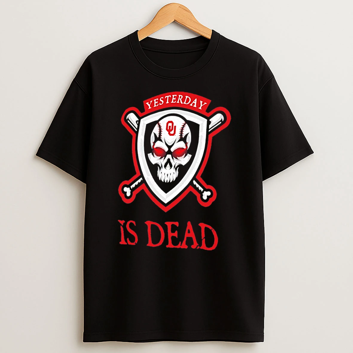Officials Yesterday Is Dead Oklahoma Sooners Baseball Skull Tee Premium T Shirt Sweatshirt Hoodie