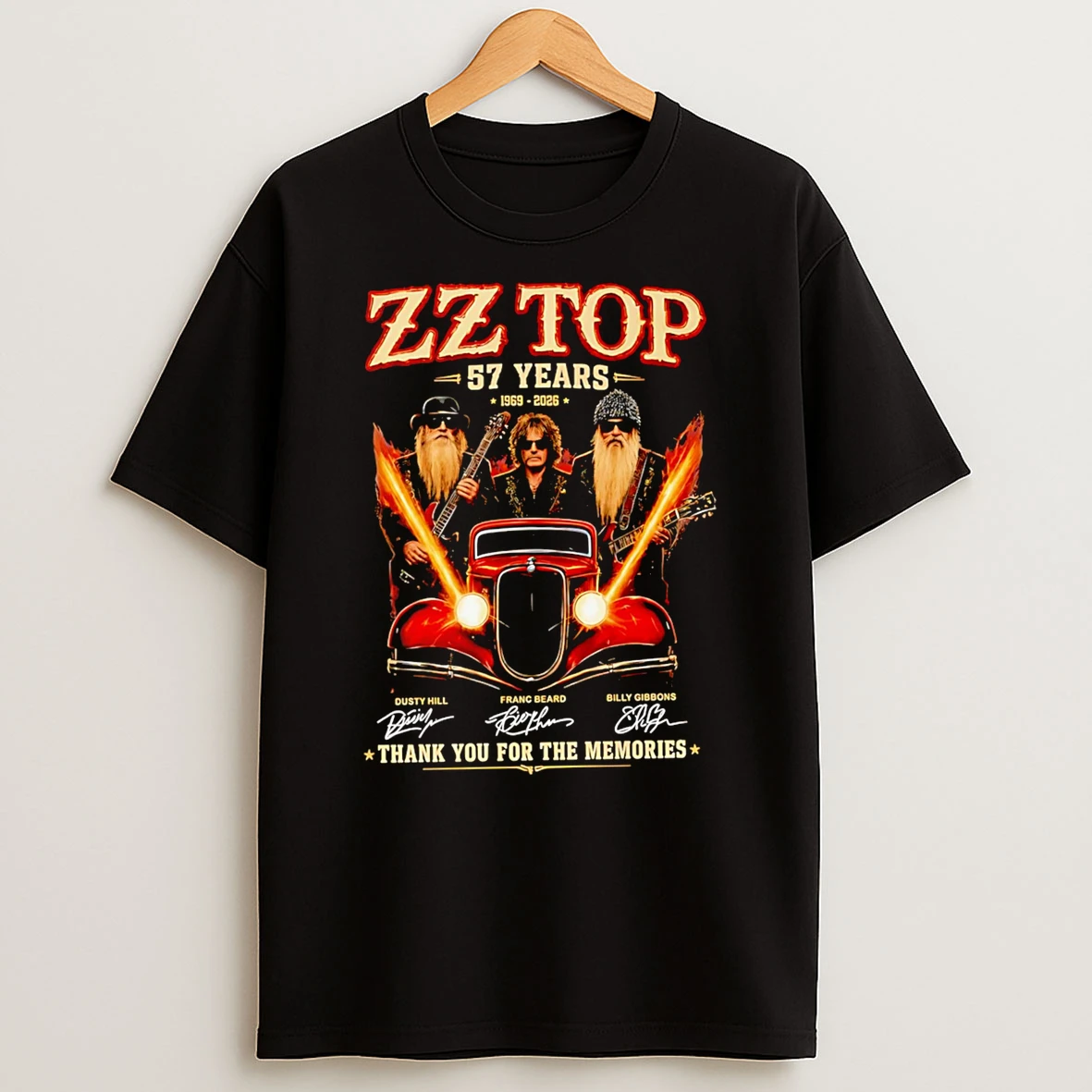 Officials Zz Top 57 Years 1969 2026 Dusty Hill Franc Beard Billy Gibbons Thank You For The Memories Premium T Shirt Sweatshirt Hoodie