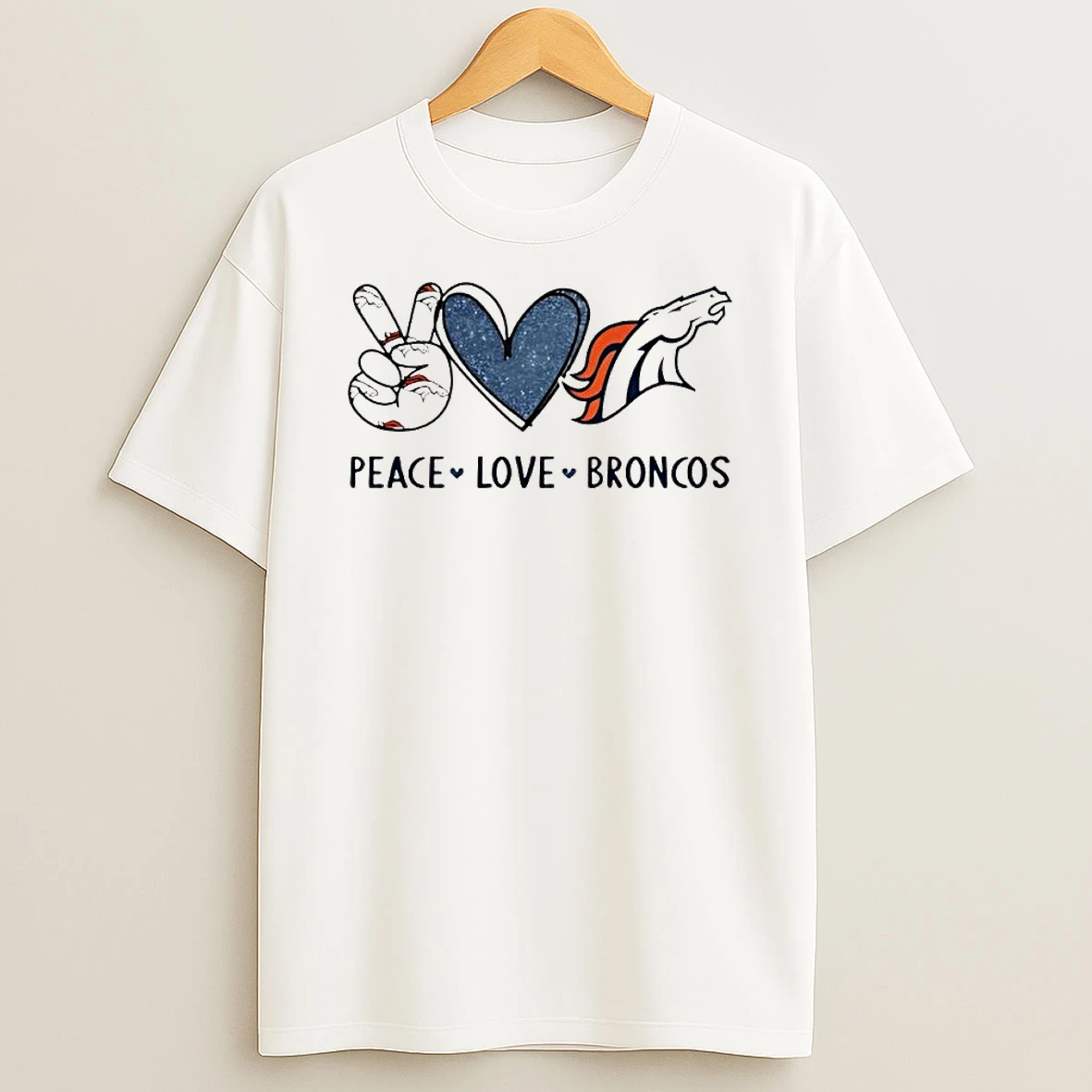 Peace Love Broncos Football Denver Broncos T Shirt