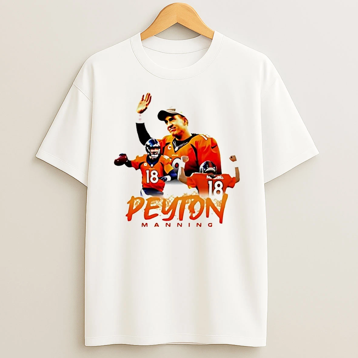 Peyton Manning Waving Throwing Celebrating Football Player Denver Broncos T Shirt