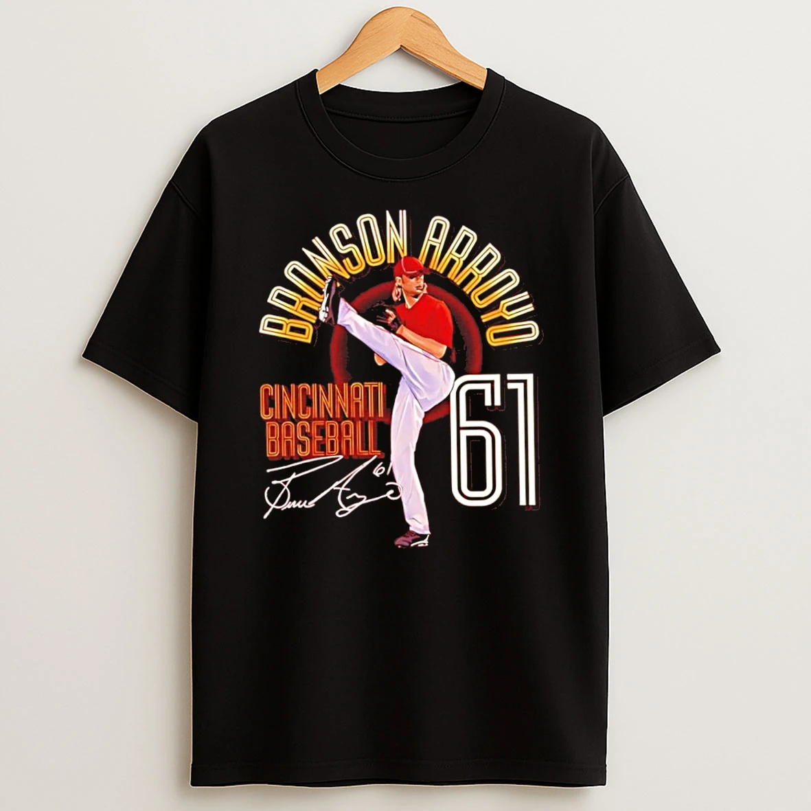 Classic Bronson Arroyo 61 Cincinnati Reds Baseball Signature T Shirt