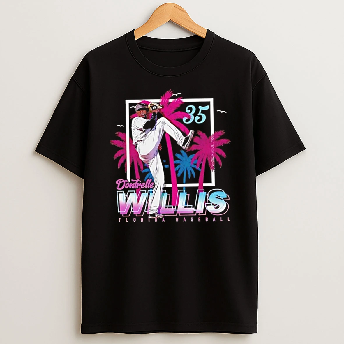 Classic Dontrelle Willis 35 Florida Marlins Baseball Palm Trees T Shirt