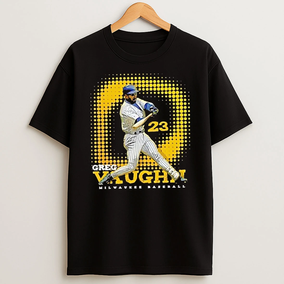 Classic Greg Vaughn 23 Milwaukee Brewers Baseball Dots Vintage T Shirt