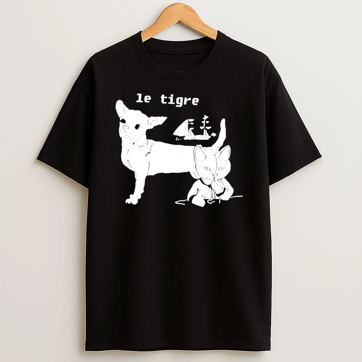 Classic Le Tigre Chihuahua And Cat With Ship Kathleen Hanna T Shirt