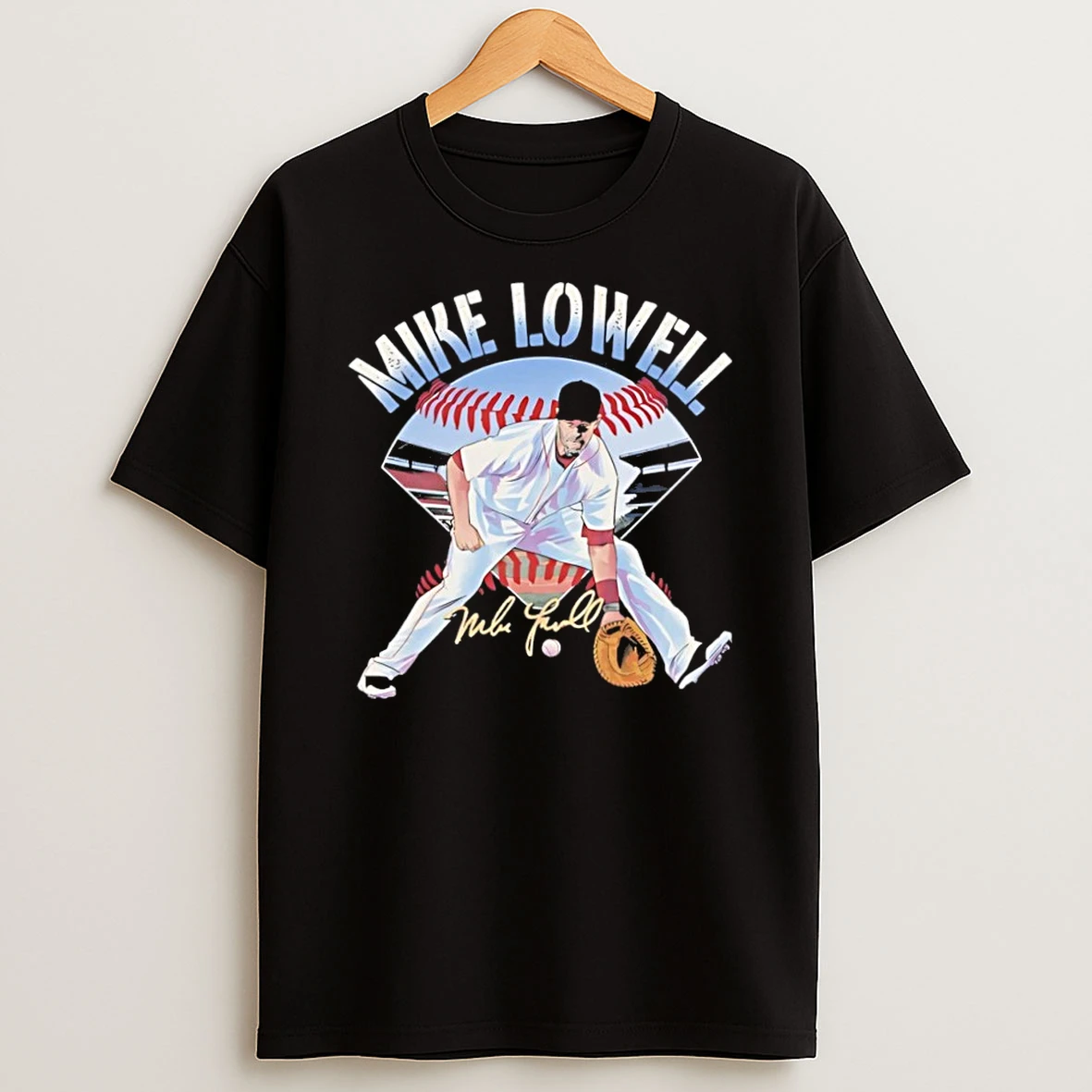 Classic Mike Lowell Boston Red Sox Baseball Field Signature T Shirt
