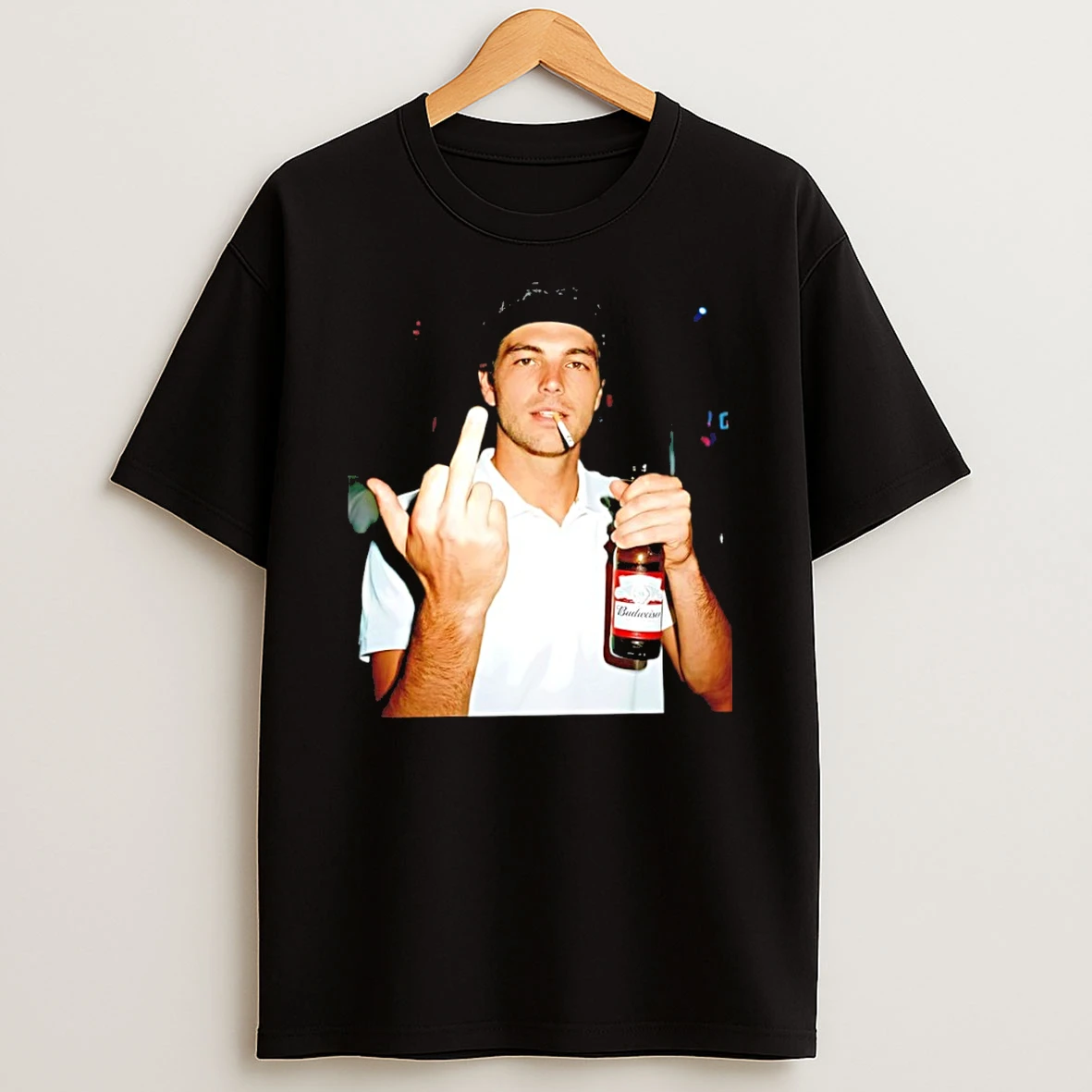 Classic Taylor Fritz Budweiser Cigarette Middle Finger T Shirt