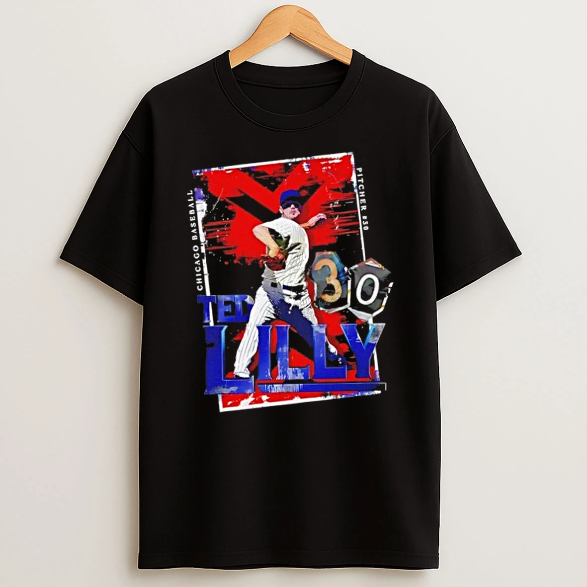 Classic Ted Lilly 30 Chicago Cubs Baseball Trading Card T Shirt