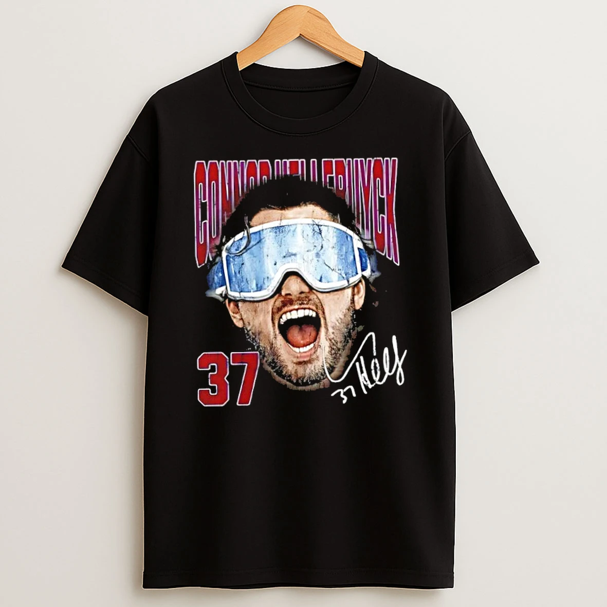 Connor Hellebuyck 37 Winnipeg Jets Goggles Swag Head Signature T Shirt