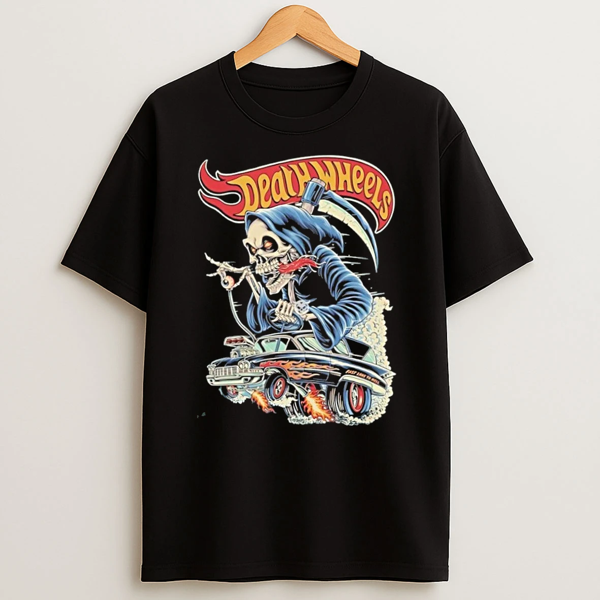 Death Wheels Fast Lane To Hell Grim Reaper T Shirt