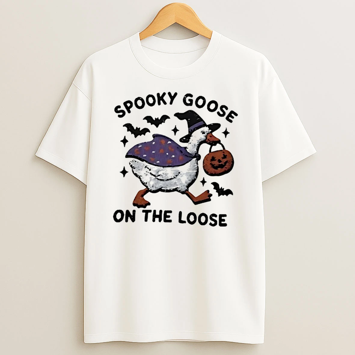 Embroidered Spooky Goose Halloween T Shirt