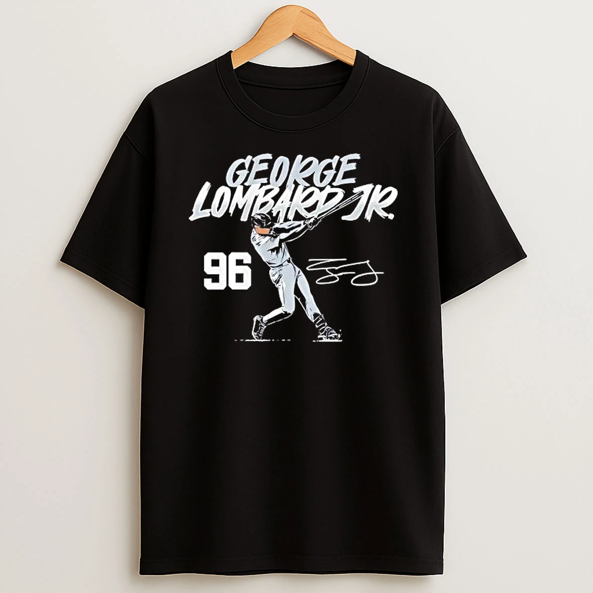George Lombard Jr Signature Baseball Player Swinging 96 New York Yankees T Shirt