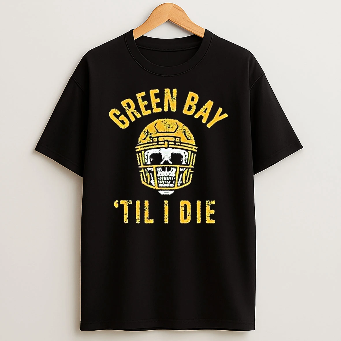 Green Bay Til I Die Skull Football Helmet T Shirt