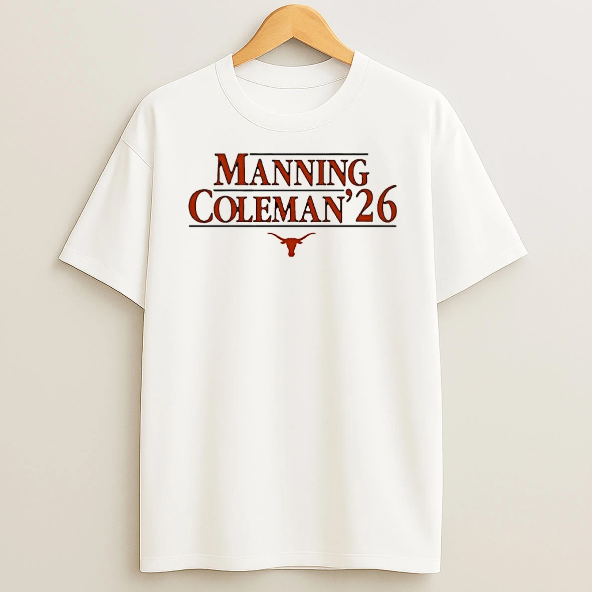 Hook Em Horns Manning Coleman 26 Texas Longhorns T Shirt