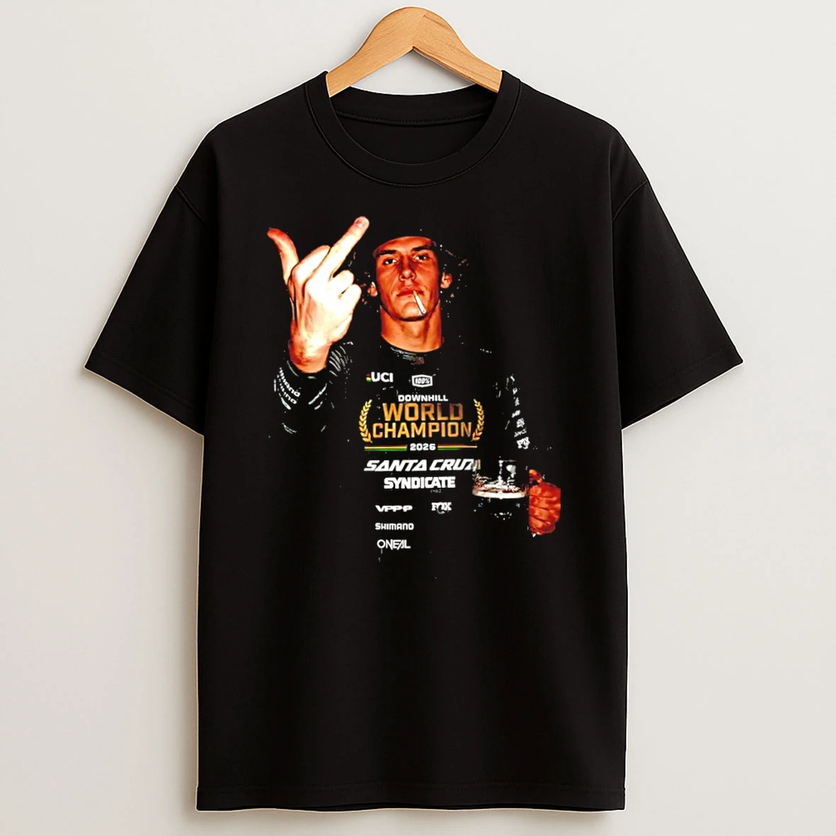 Jackson Goldstone 2026 Uci Mountain Bike Dhi World Championship Middle Finger Smoking Beer T Shirt