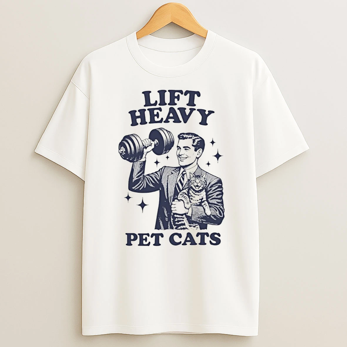 Lift Heavy Pet Cats Cat Lover Gym Humor T Shirt