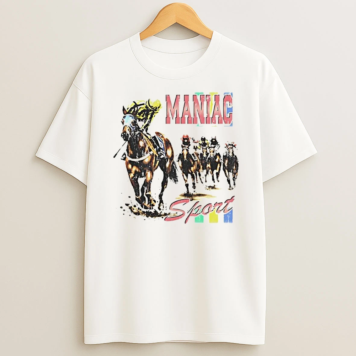 Maniac Sport Horse Racing Jockey Mens T Shirt