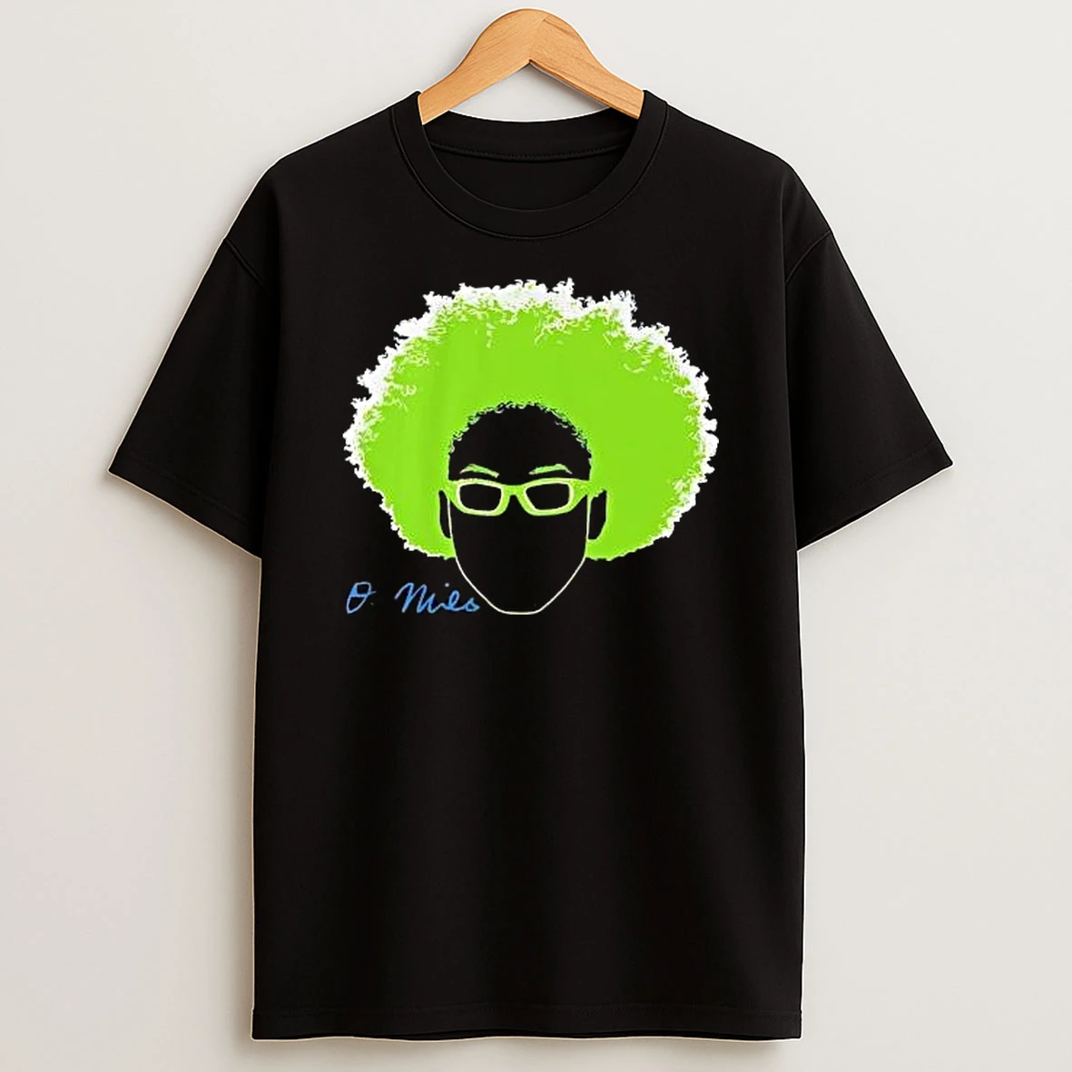 O Mies Afro Glasses Green Hair T Shirt