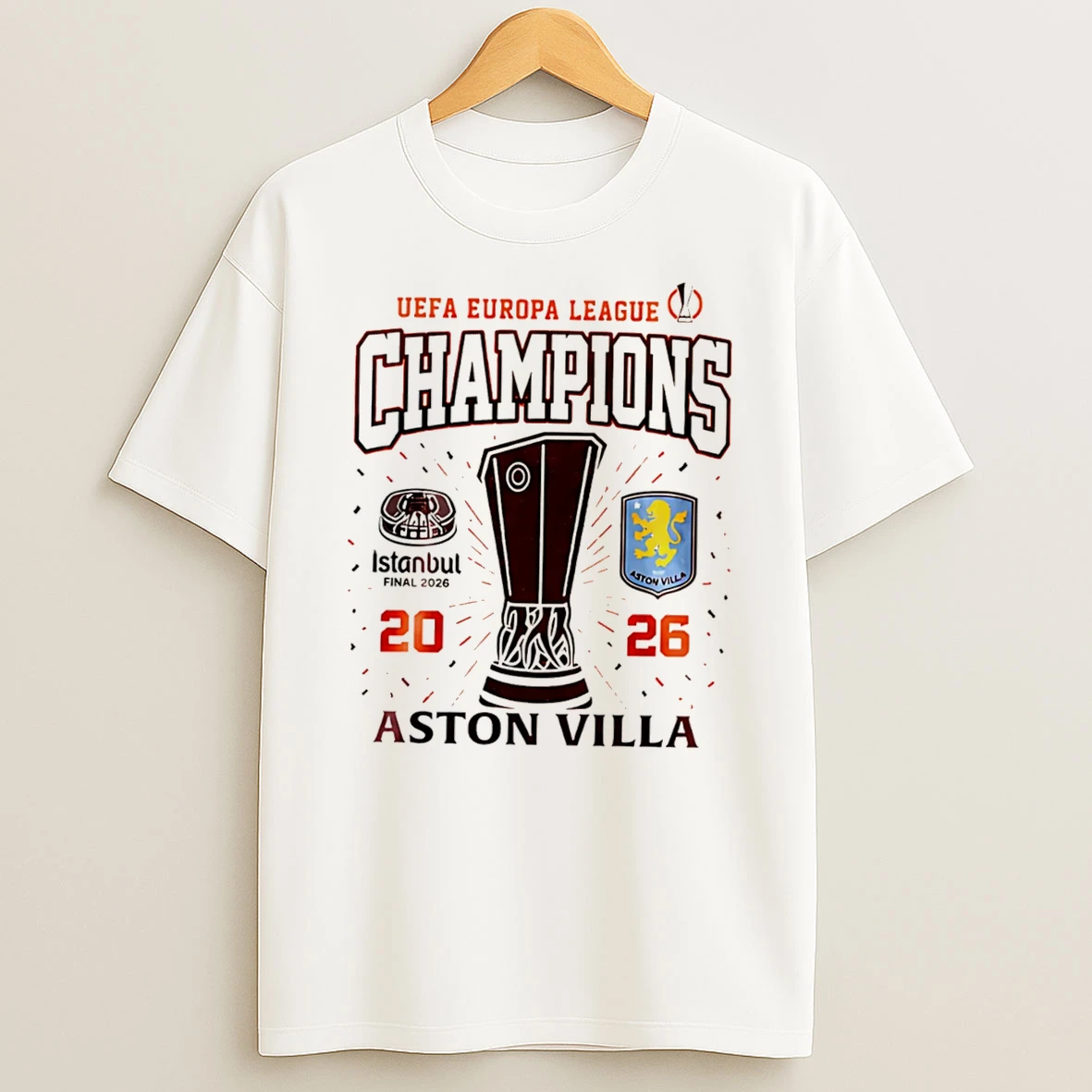 Officials Aston Villa Uefa Europa League Champions 2026 Trophy Tee T Shirt Sweatshirt