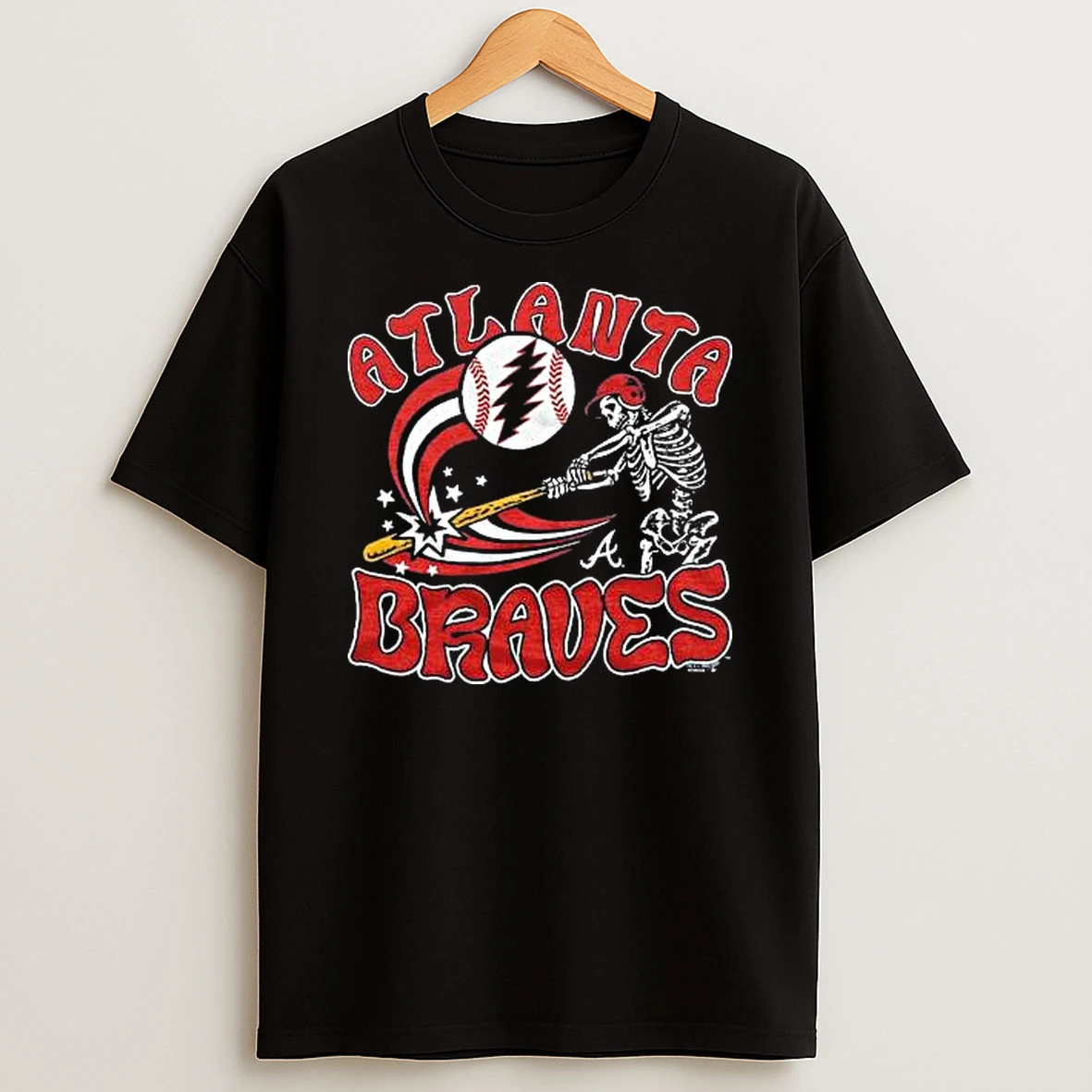 Officials Atlanta Braves Mlb X Grateful Dead X Americana Tri Blend Black T Shirt Sweatshirt