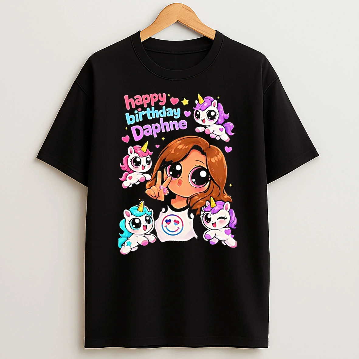 Officials Baby Girl With Four Cute Unicorn Happy Birthday Daphne T Shirt Sweatshirt