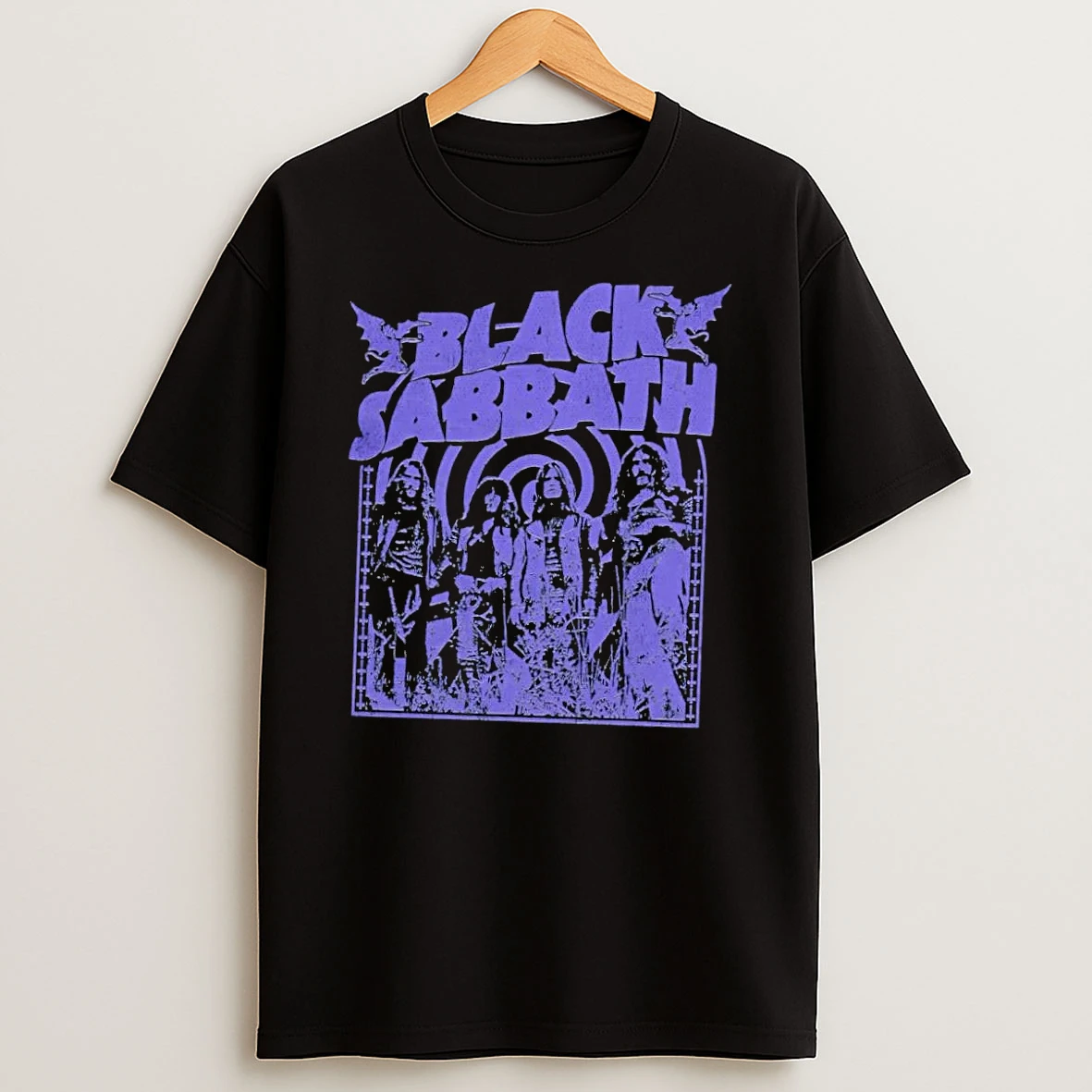 Officials Black Sabbath Band Members Psychedelic Spiral Purple Vintage Black T Shirt Sweatshirt