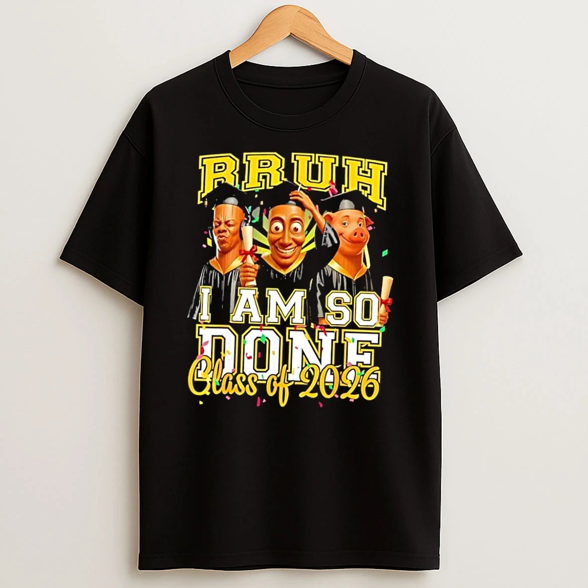 Officials Bruh I Am So Done Class Of 2026 Funny Cartoon Graduates Black T Shirt Sweatshirt