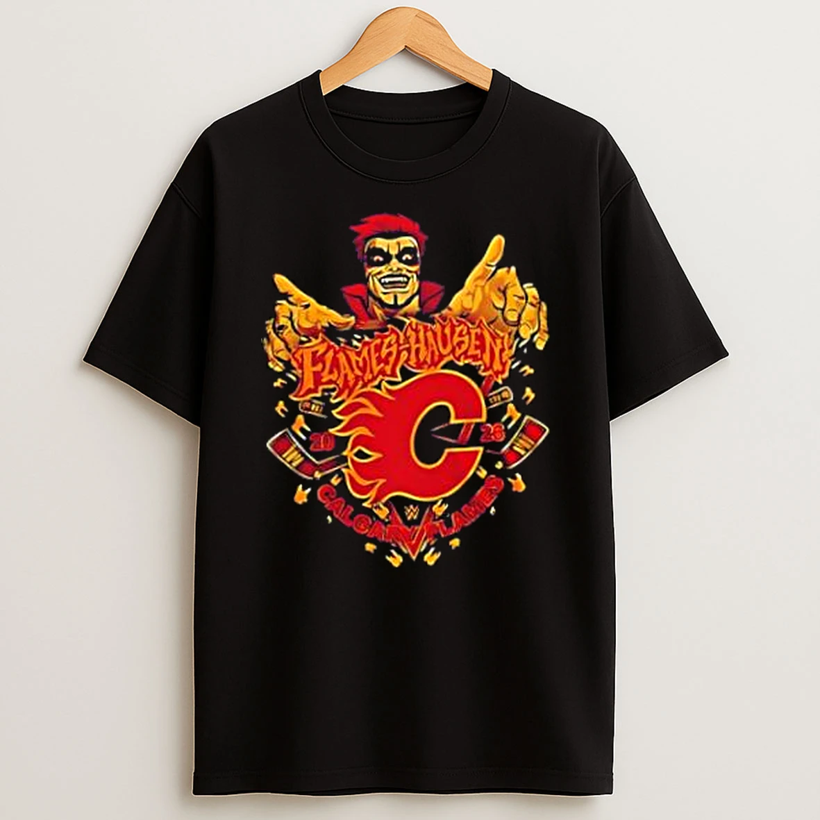 Officials Calgary Flames X Knights Hausen Wwe Merch T Shirt Sweatshirt