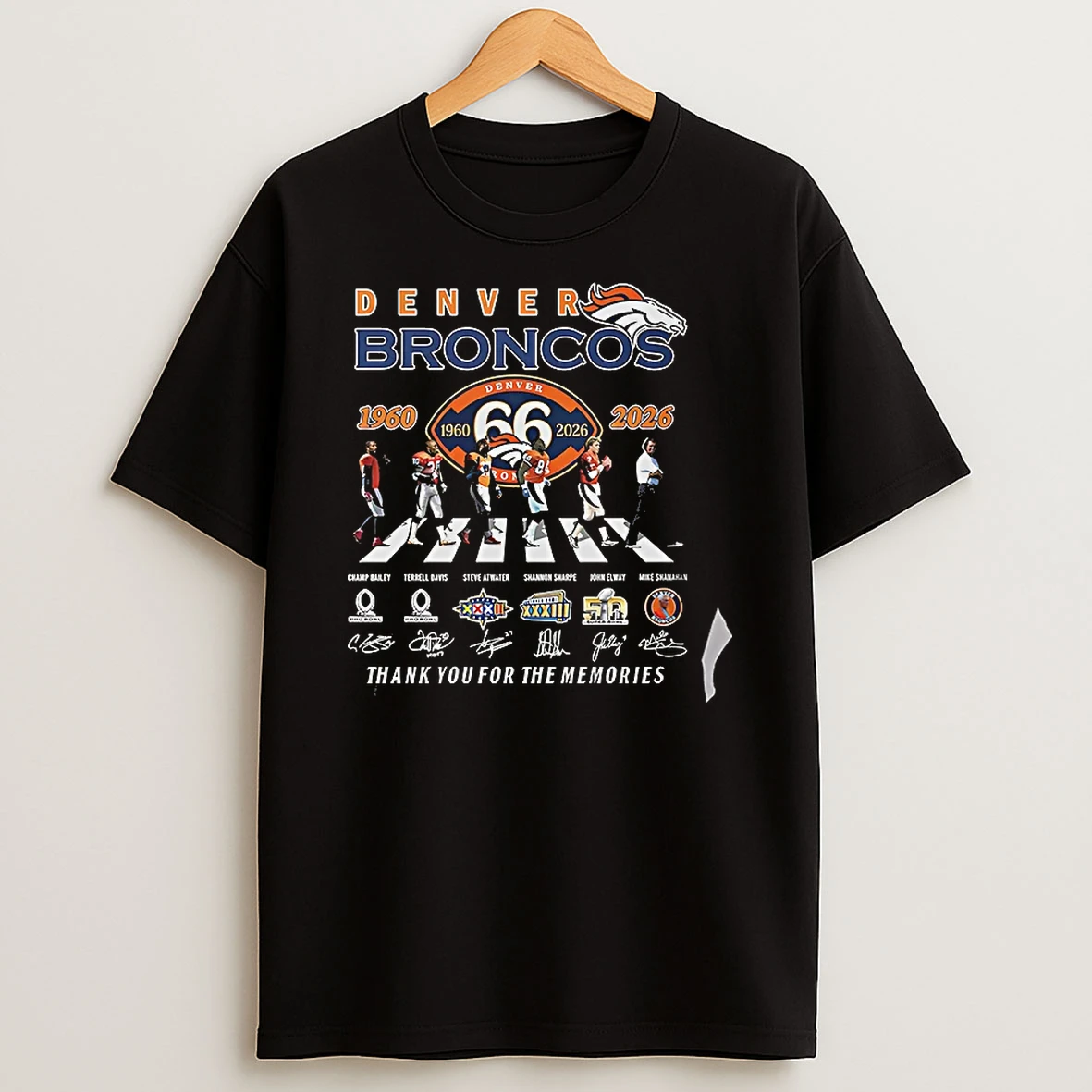 Officials Champ Bailey Terrell Davis Steve Atwater Shannon Sharpe John Elway Denver Broncos Signature T Shirt Sweatshirt